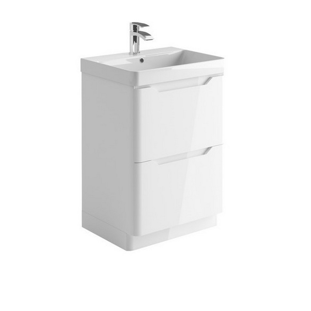 Scudo Ella 600mm Floor Mounted Vanity Unit with Basin in Gloss White (1)