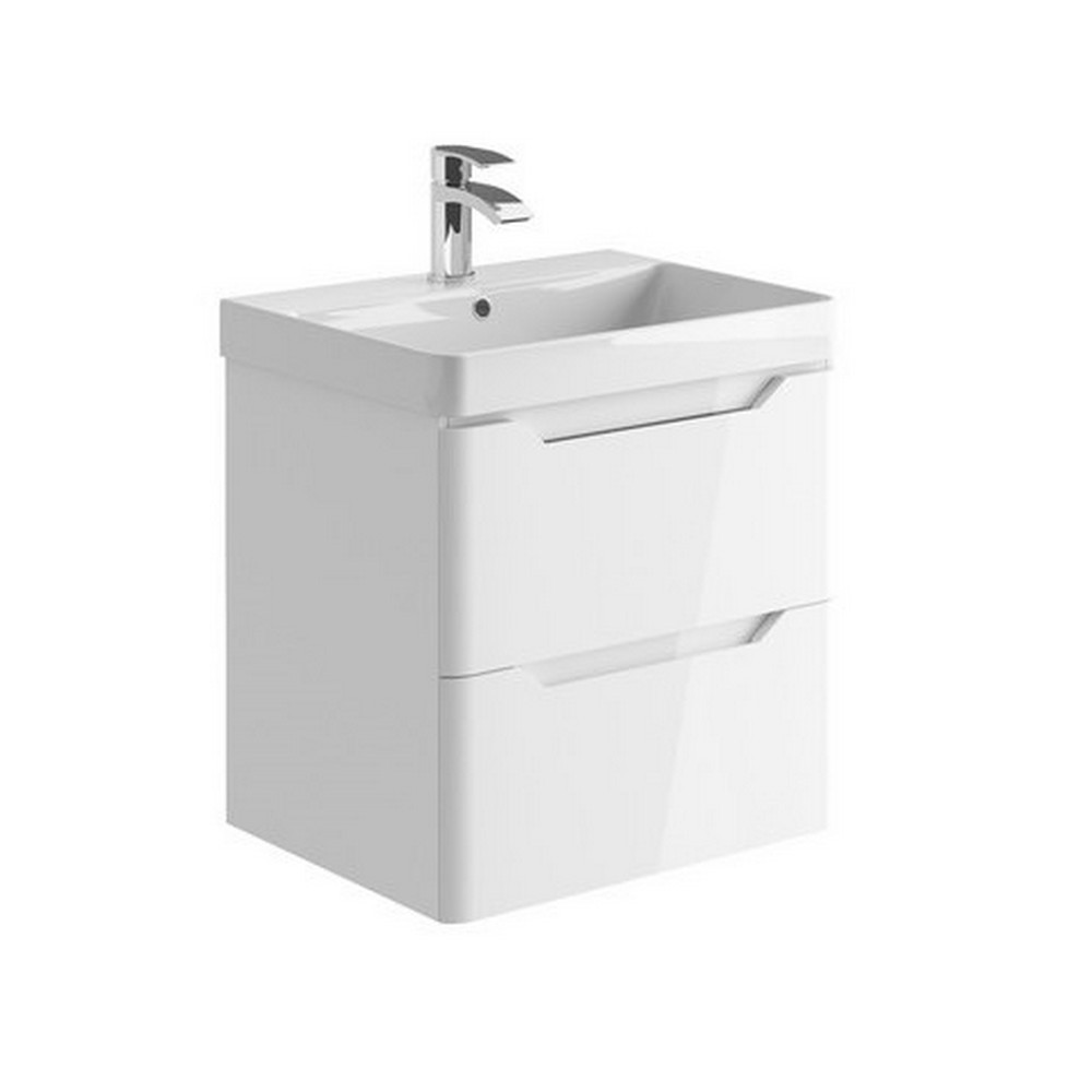 Scudo Ella 600mm Wall Hung Vanity Unit with Basin in Gloss White