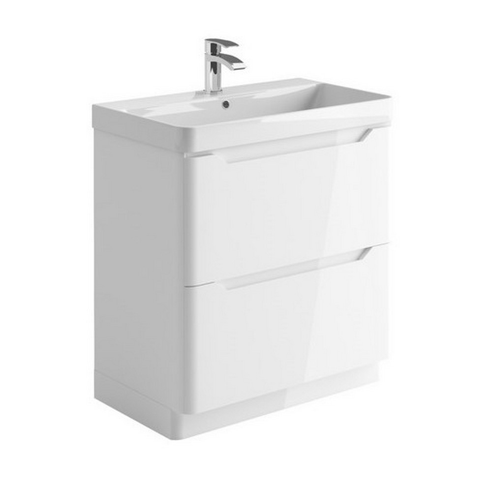 Scudo Ella 800mm Floor Mounted Vanity Unit with Basin in Gloss White (1)