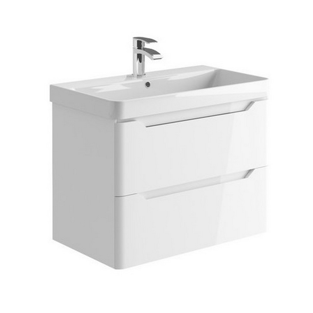 Scudo Ella 800mm Wall Hung Vanity Unit with Basin in Gloss White
