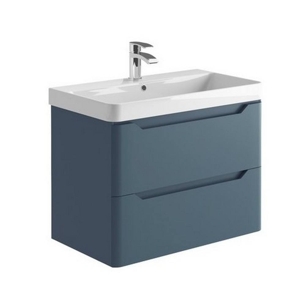 Scudo Ella 800mm Wall Hung Vanity Unit with Basin in Matt Twilight Blue