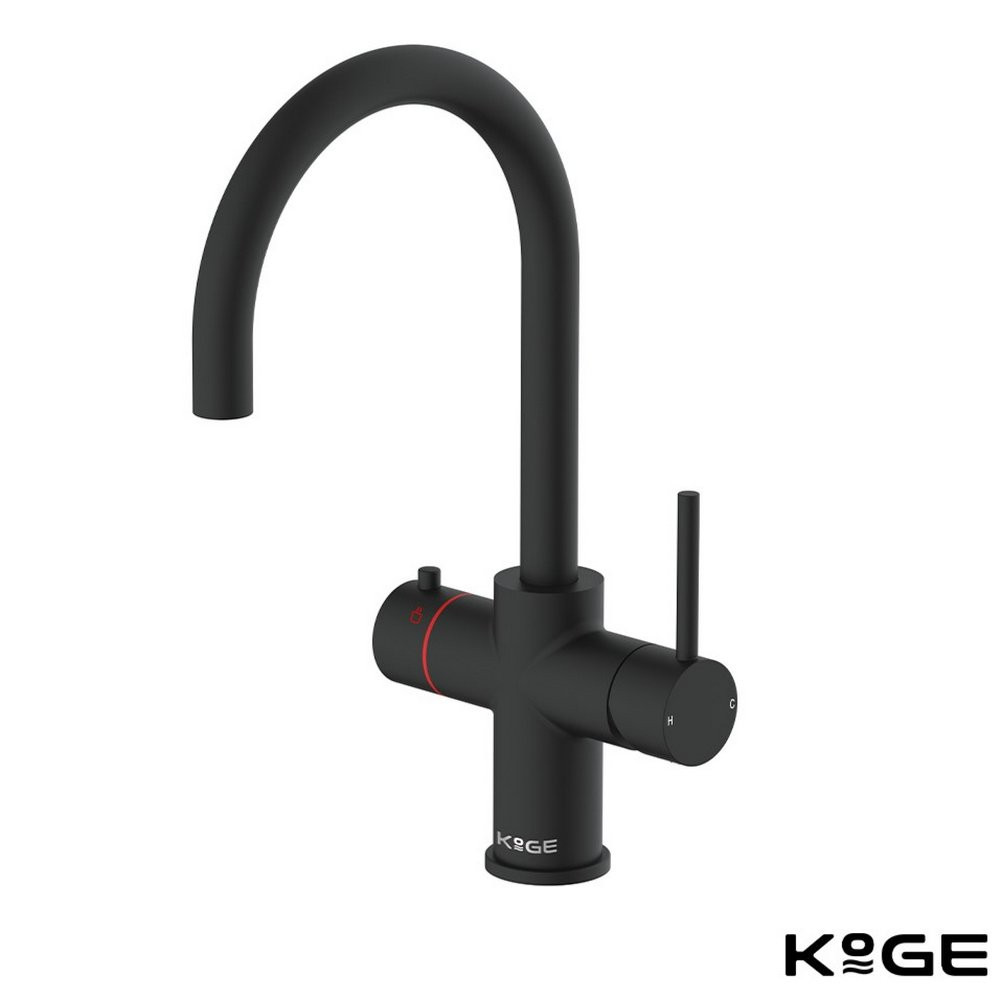 Scudo KoGE 3 in 1 Matt Black Swan Spout Boiling Water Tap
