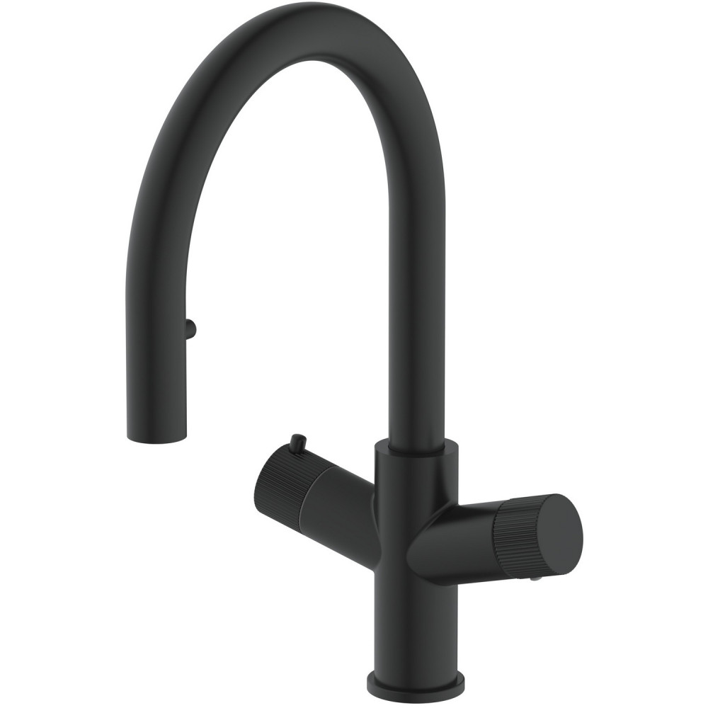 Scudo KoGE 4 in 1 Matt Black Swan Pull Out Spout Boiling Water Tap