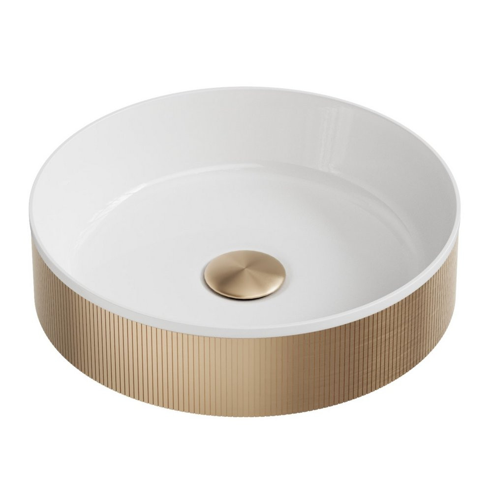 Scudo Koko Brushed Brass Fluted Countertop Basin