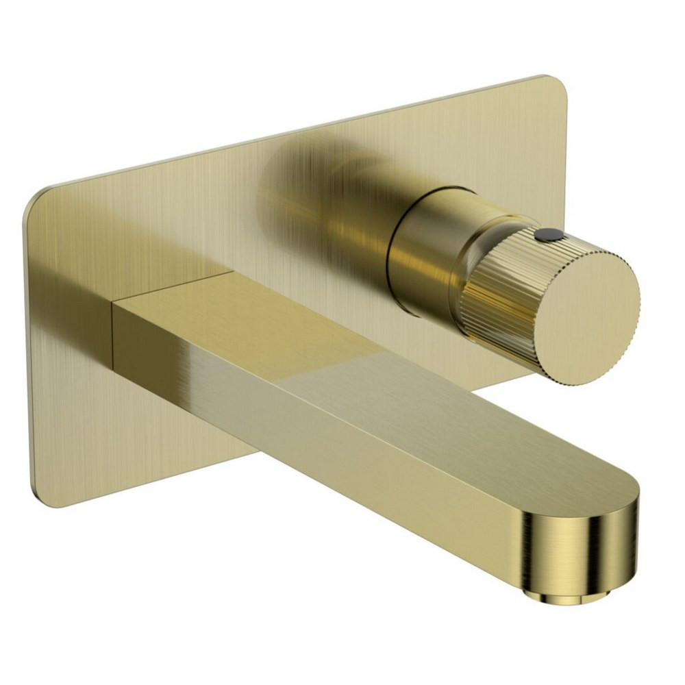 Scudo Koko Brushed Brass Wall Mounted Basin Mixer