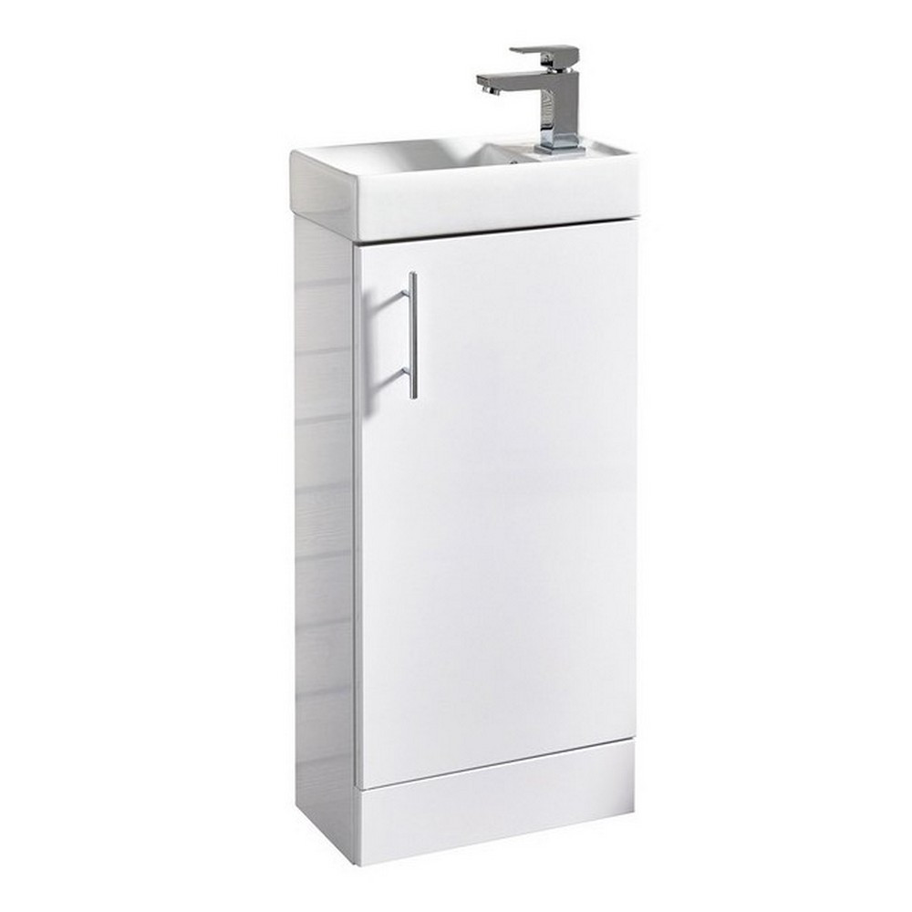 Scudo Lanza 400mm Floor Standing Cloakroom Vanity Unit with Basin in Gloss White (1)