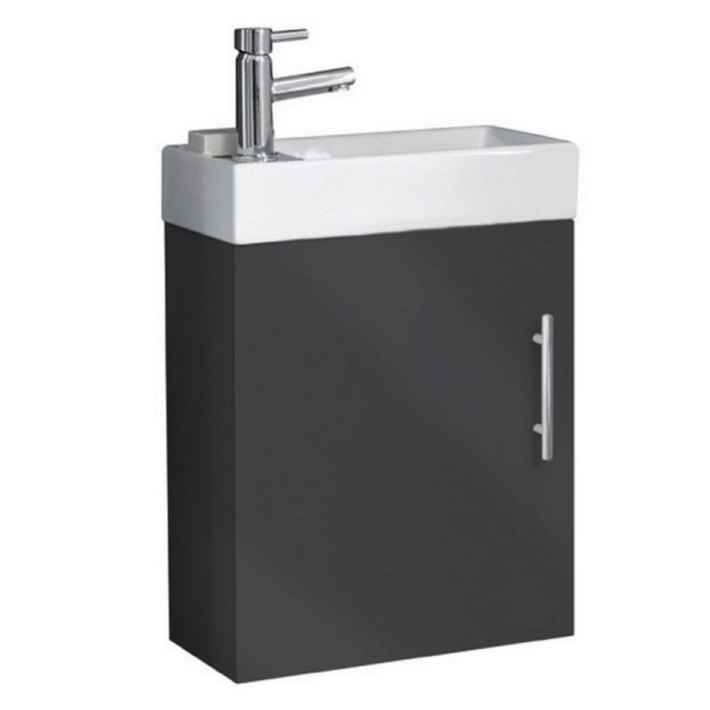 Scudo Lanza 400mm Wall Hung Cloakroom Vanity Unit with Basin in Gloss Anthracite (1)