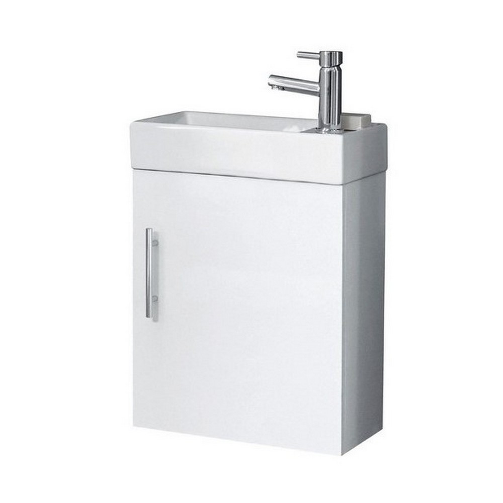 Scudo Lanza 400mm Wall Hung Cloakroom Vanity Unit with Basin in Gloss White (1)