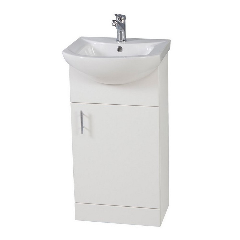 Scudo Lanza 450mm Floor Standing Vanity Unit with Basin in Gloss White (1)