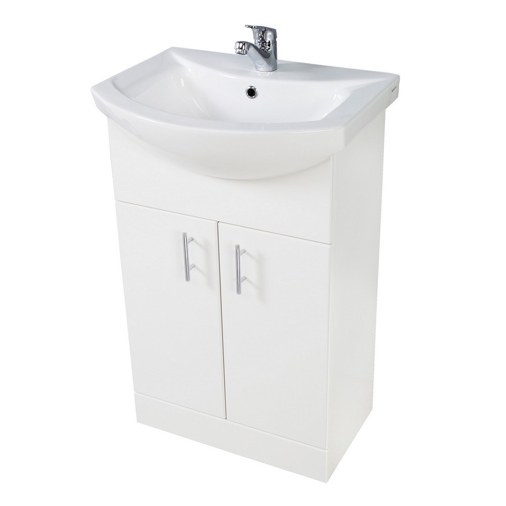 Scudo Lanza 550mm Floor Standing Vanity Unit with Basin in Gloss White (1)