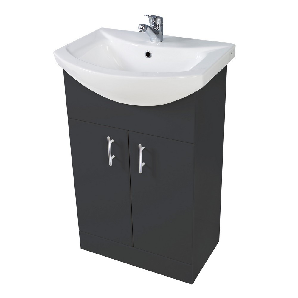 Scudo Lanza 650mm Floor Standing Vanity Unit with Basin in Gloss Anthracite (1)