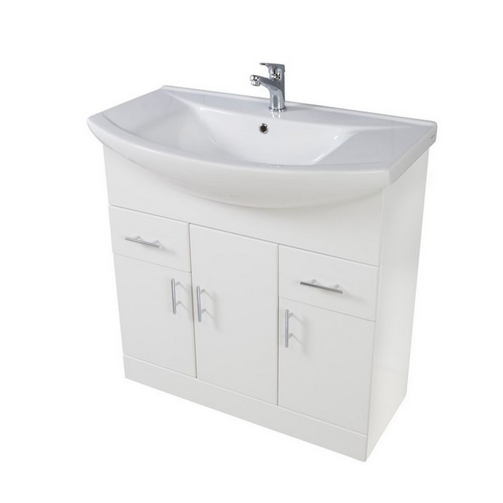 Scudo Lanza 750mm Floor Standing Vanity Unit with Basin in Gloss White