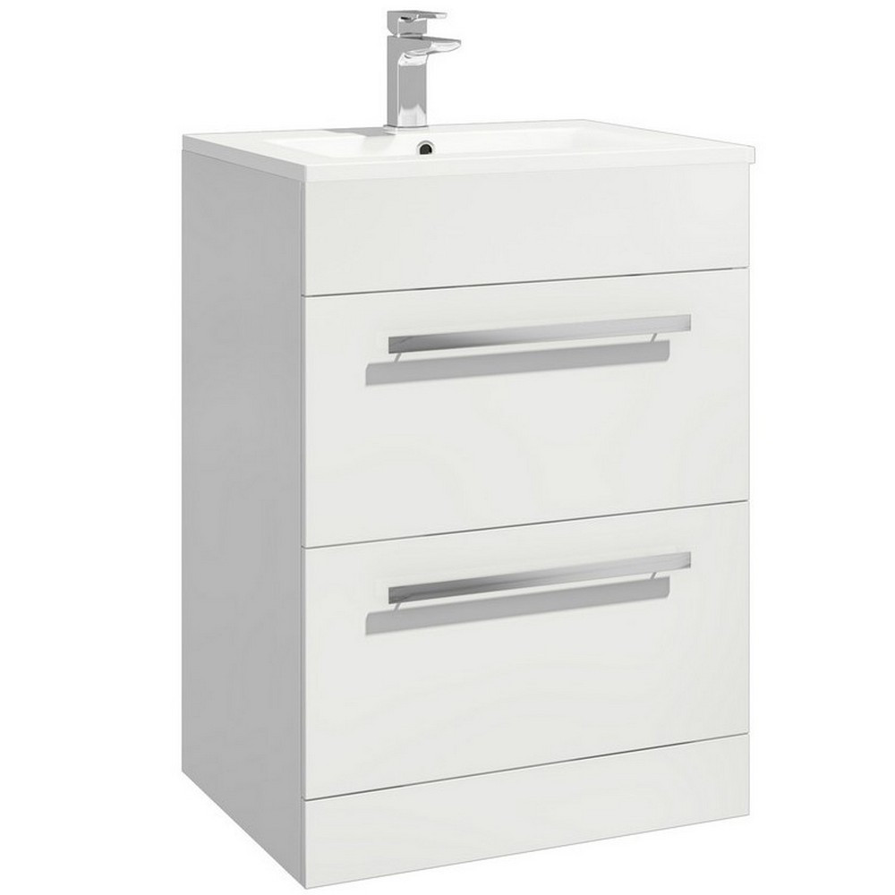 Scudo Lili 600mm Drawer Vanity Unit with Basin in Gloss White (1)