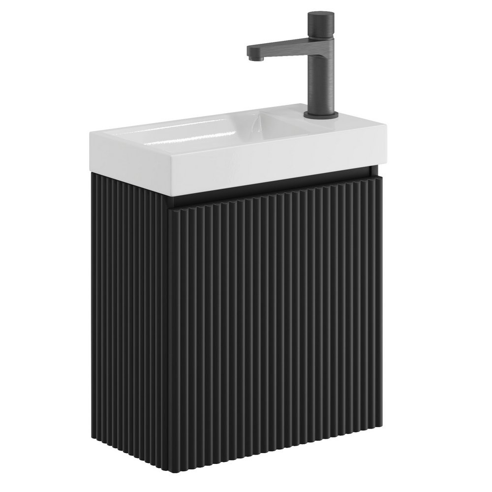 Scudo Linea 400mm Matt Black Wall Hung Cloakroom Vanity Unit and Basin