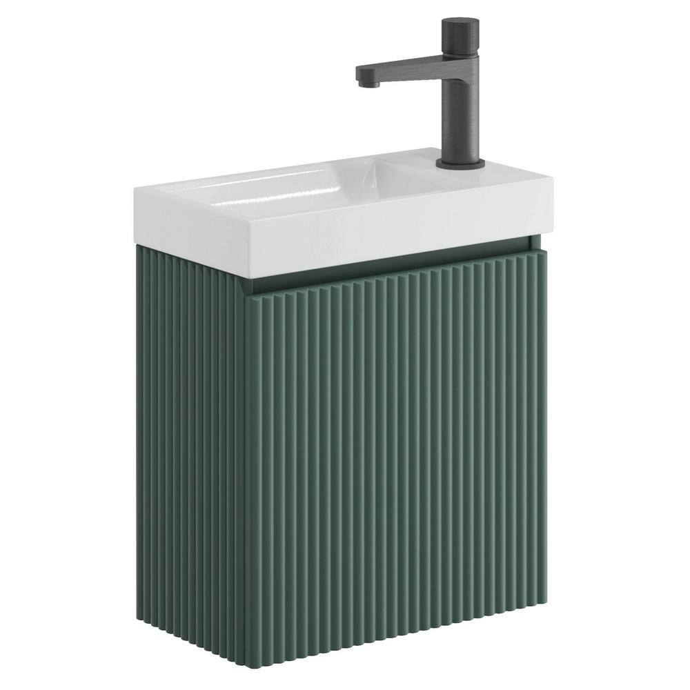Scudo Linea 400mm Reed Green Wall Hung Cloakroom Vanity Unit and Basin