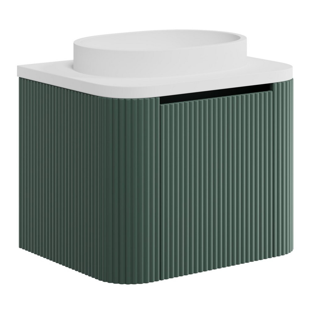 Scudo Linea Curve 600mm Reed Green Wall Hung Vanity Unit and Basin