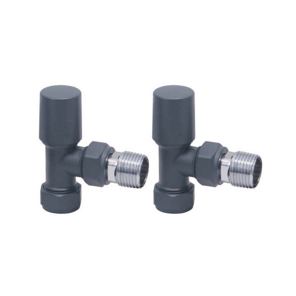 Scudo Modern Angled Radiator Valves in Anthracite