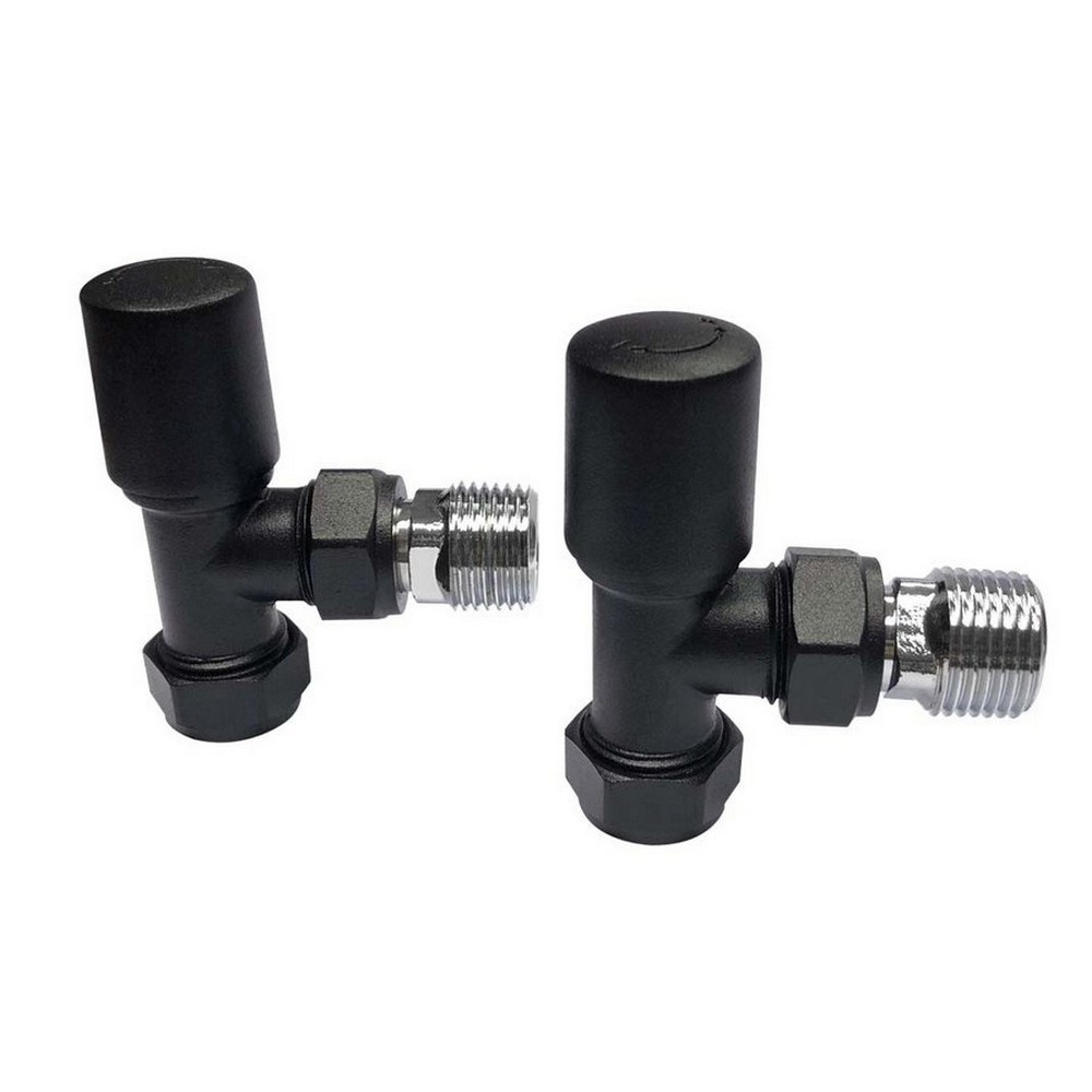 Scudo Modern Angled Radiator Valves in Black