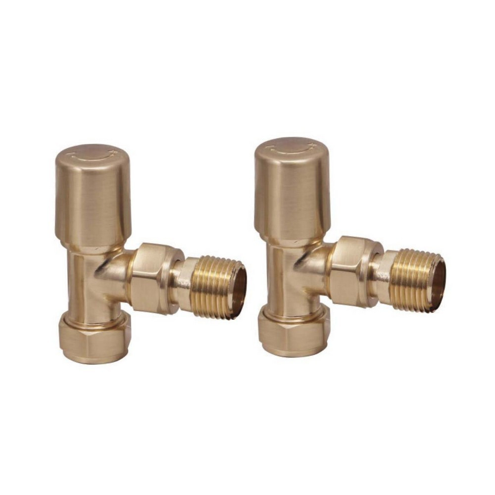 Scudo Modern Angled Radiator Valves in Brushed Brass