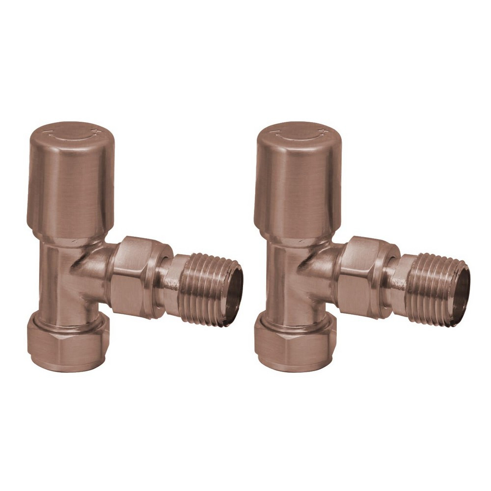 Scudo Modern Angled Radiator Valves in Brushed Bronze