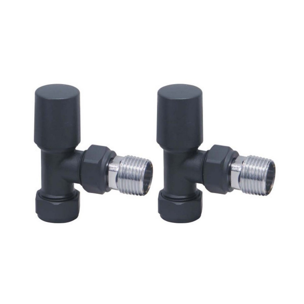 Scudo Modern Angled Radiator Valves in Carbon Anthracite