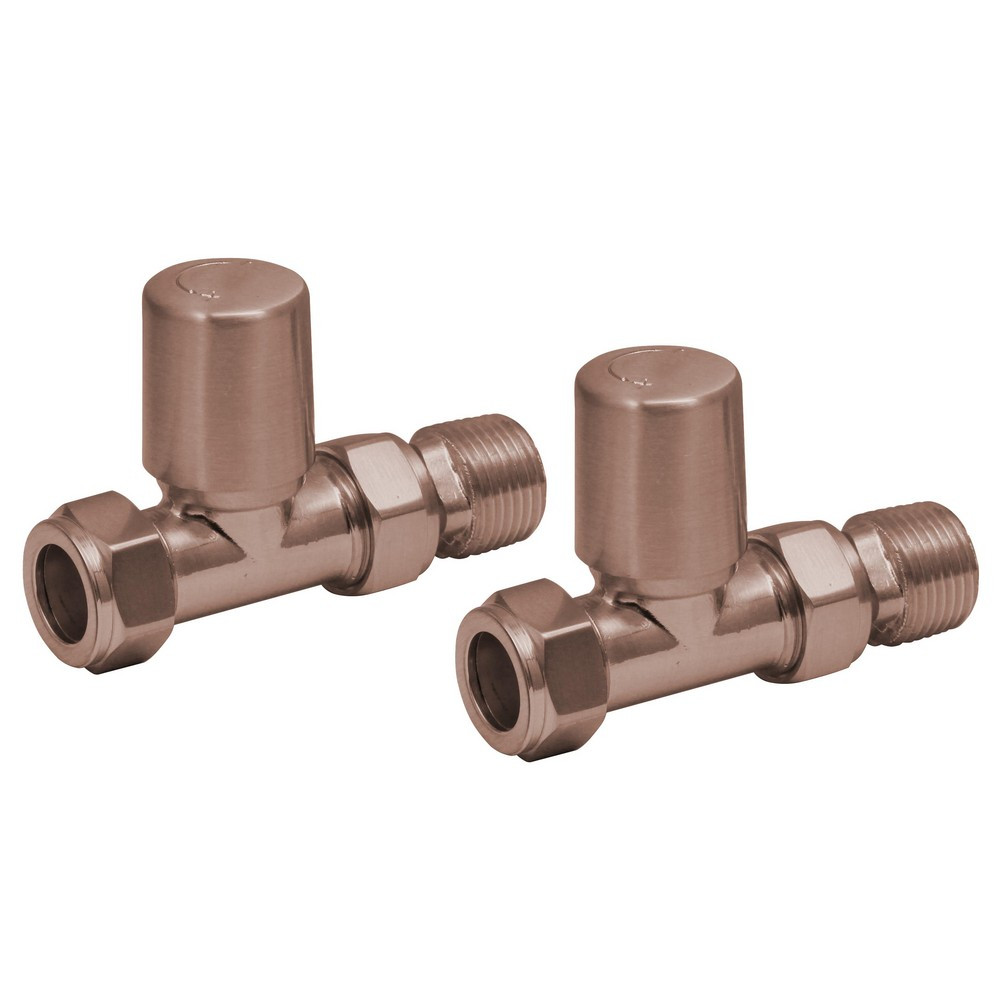 Scudo Modern Straight Radiator Valves in Brushed Bronze