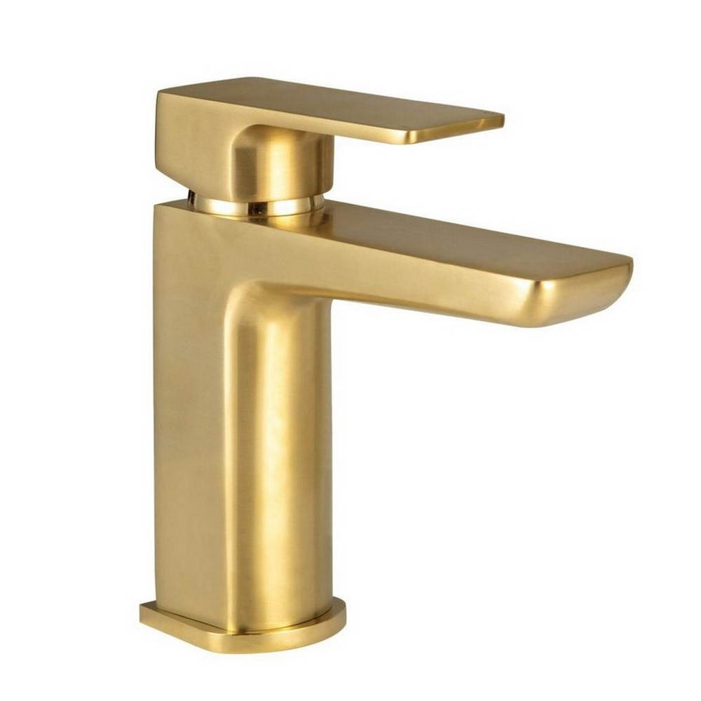Scudo Muro Mono Basin Mixer with Push Waste in Brushed Brass (1)
