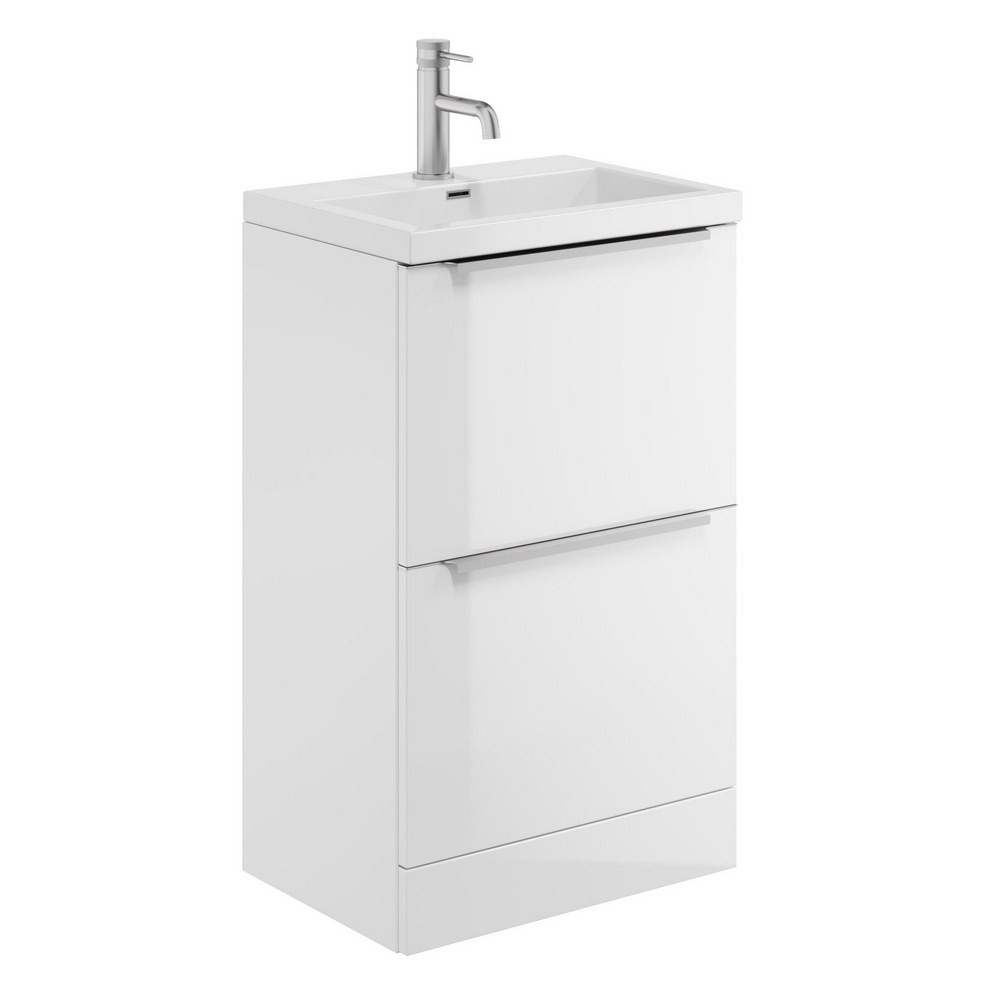 Scudo Muro Plus Floorstanding 500mm Gloss White Vanity Unit with Basin