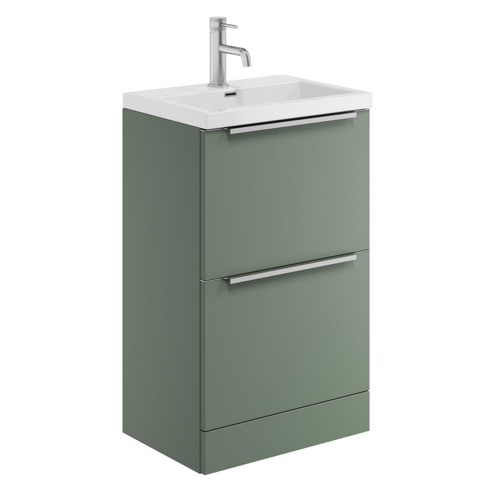 Scudo Muro Plus Floorstanding 500mm Reed Green Vanity Unit with Basin