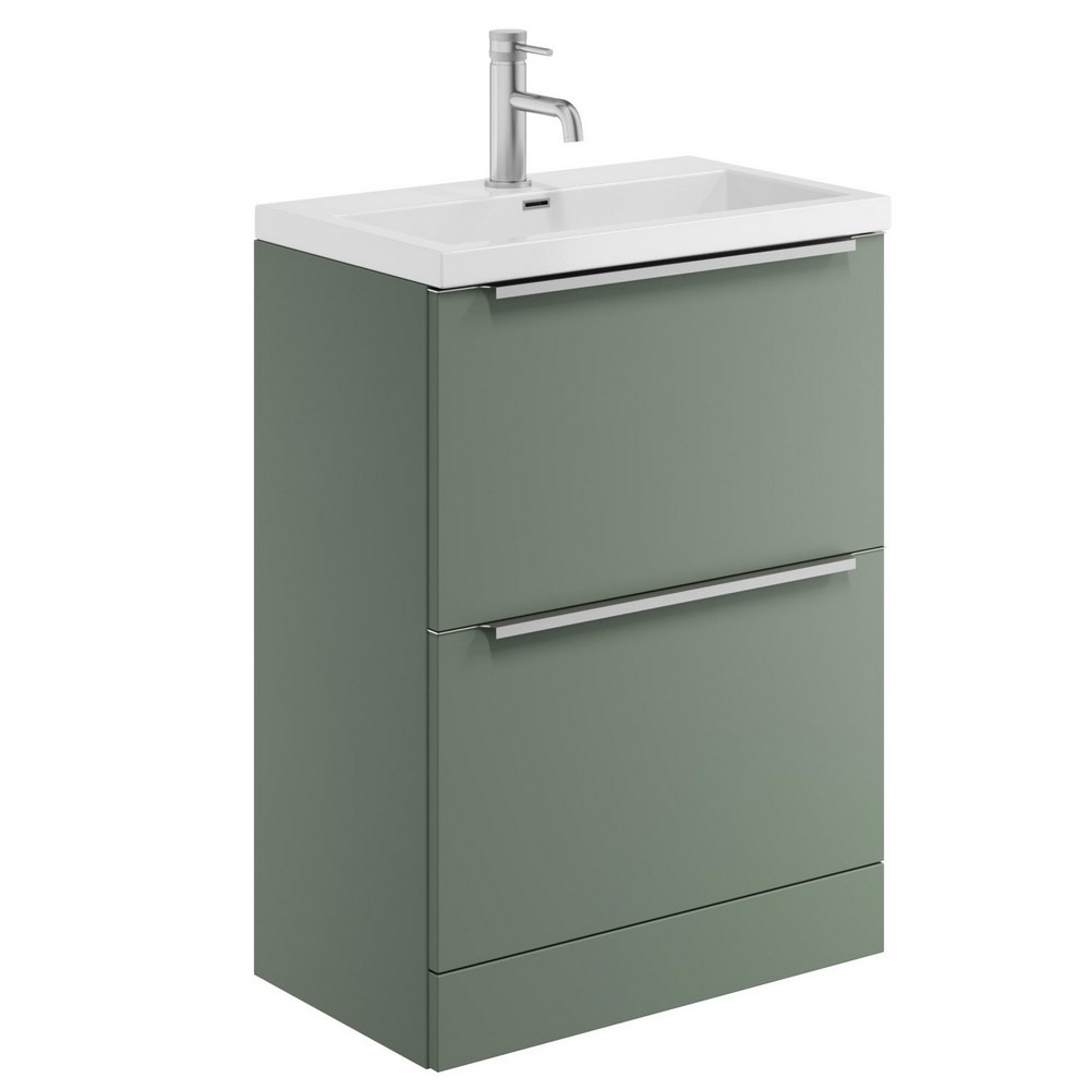 Scudo Muro Plus Floorstanding 600mm Reed Green Vanity Unit with Basin