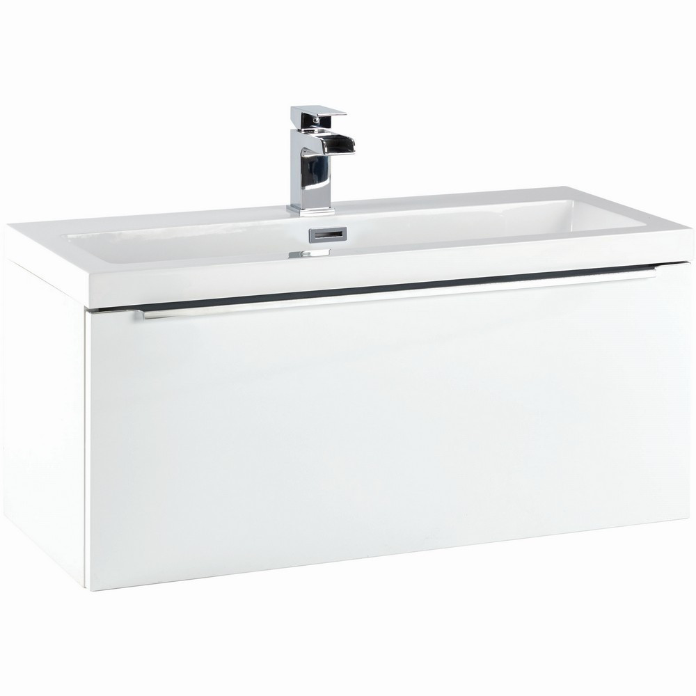 Scudo Muro Wall Hung 800mm Vanity Unit with Basin in Gloss White (1)