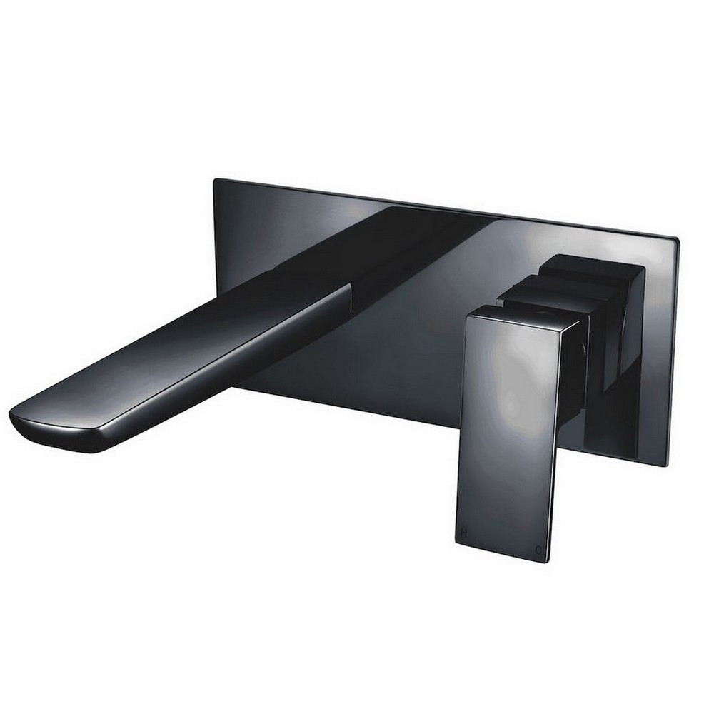 Scudo Muro Wall Mounted Basin Mixer in Matt Black
