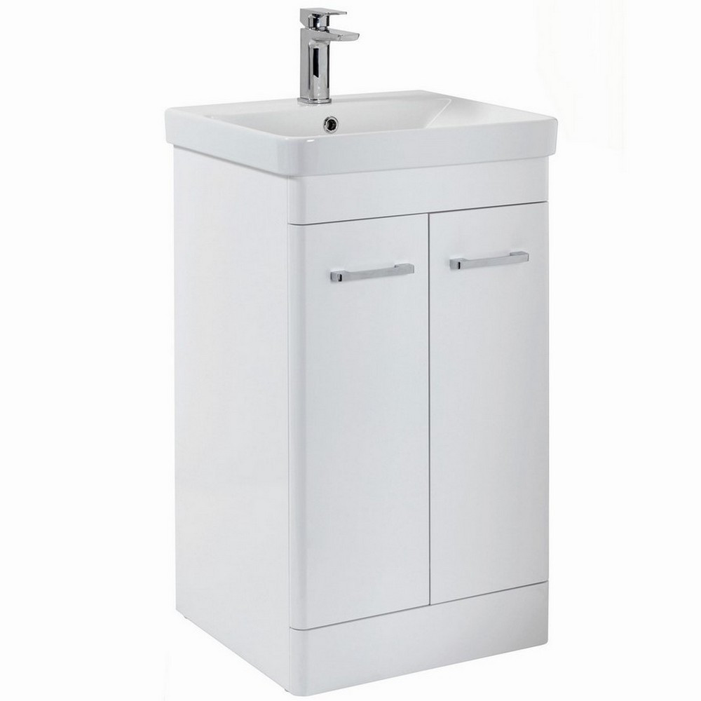 Scudo Rossini Floorstanding 500mm Vanity Unit & Basin in Gloss White