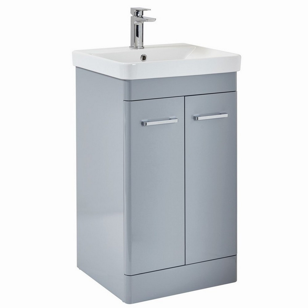 Scudo Rossini Floorstanding 600mm Vanity Unit & Basin in Gloss Pebble Grey