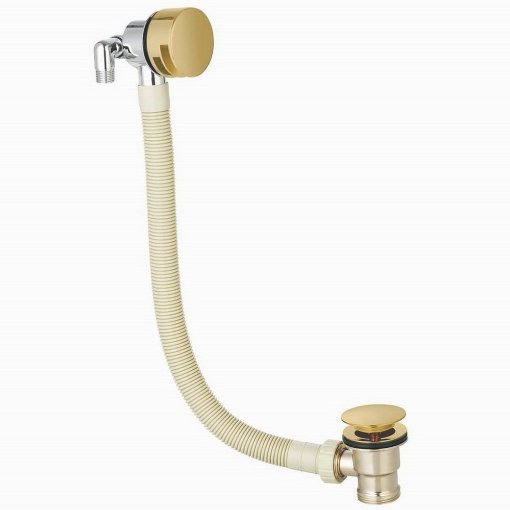 Scudo Round Bath Filler with Waste and Overflow in Brushed Brass (1)