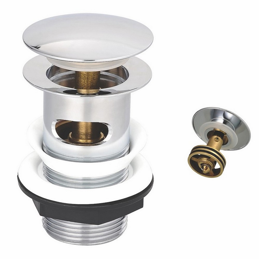 Scudo Round Dome Slotted Sprung Easy Clean Basin Waste in Chrome