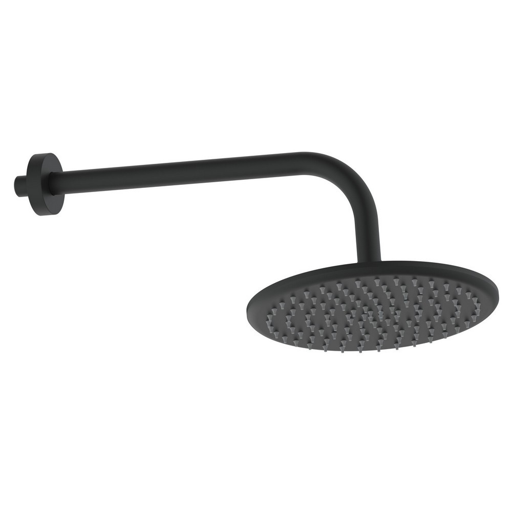 Scudo Round Shower Arm and Head in Matt Black