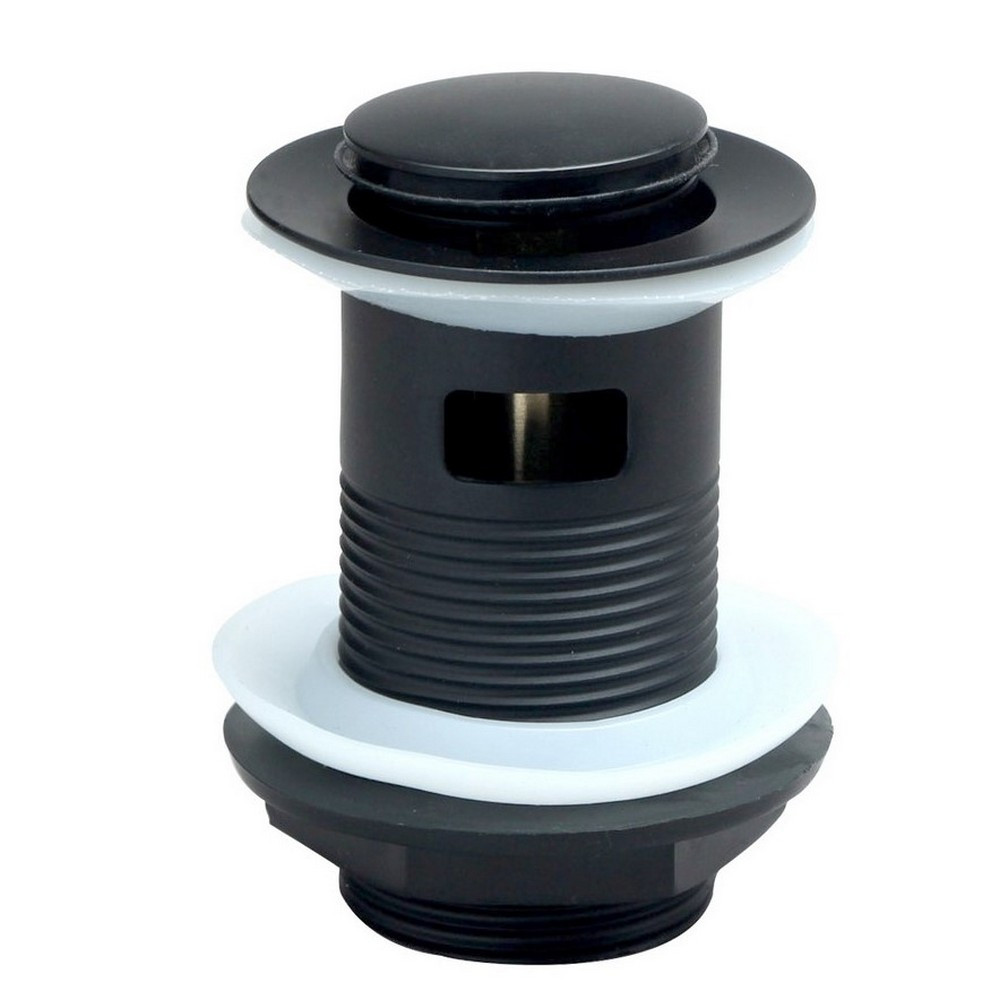 Scudo Round Slotted Sprung Basin Waste in Matt Black