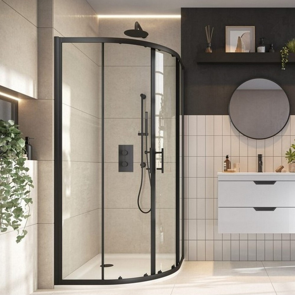 Scudo S6 900mm Double Door Quadrant Shower Enclosure in Black