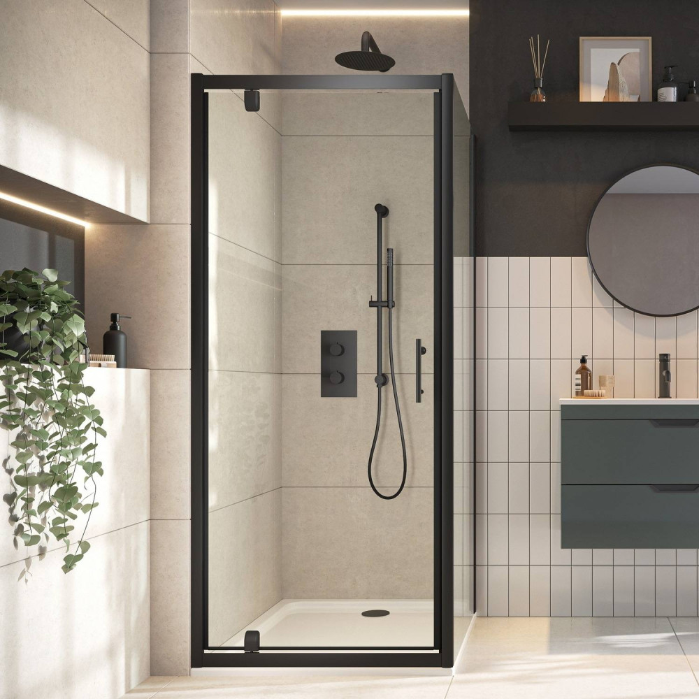 Scudo S6 900mm Pivot Shower Door in Black