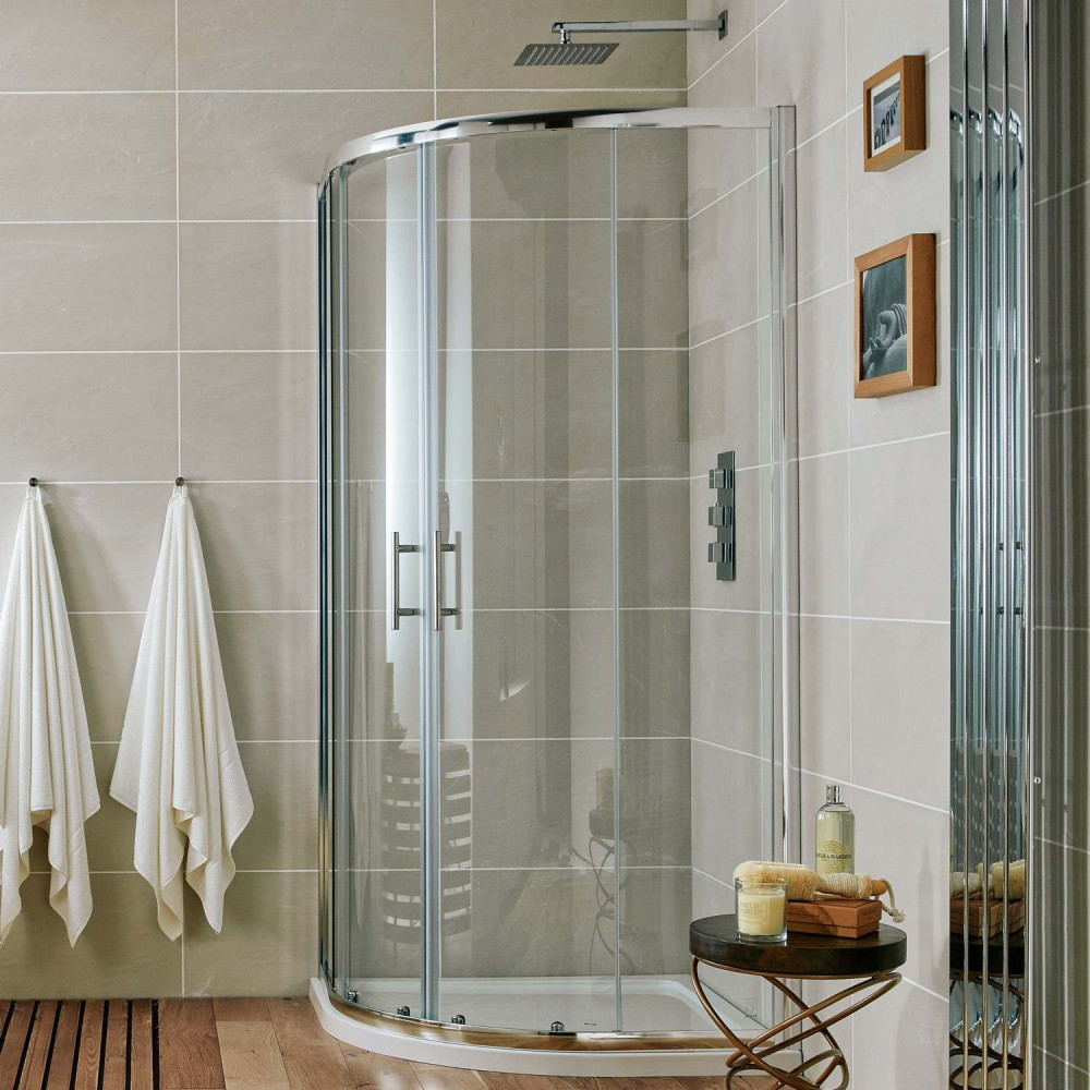 Scudo S6 Chrome 900 x 760mm Double Door Offset Quadrant Shower Enclosure