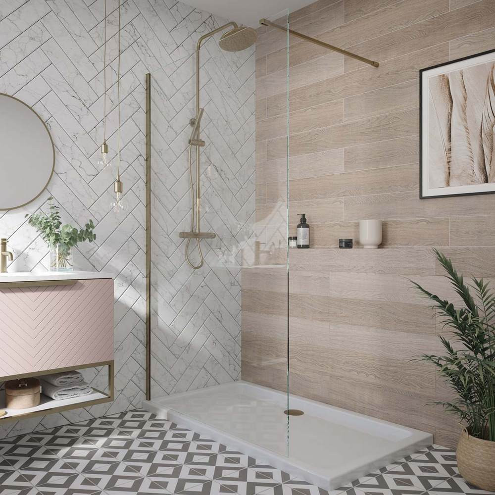 Scudo S8 1000mm Brushed Brass Wetroom Panel