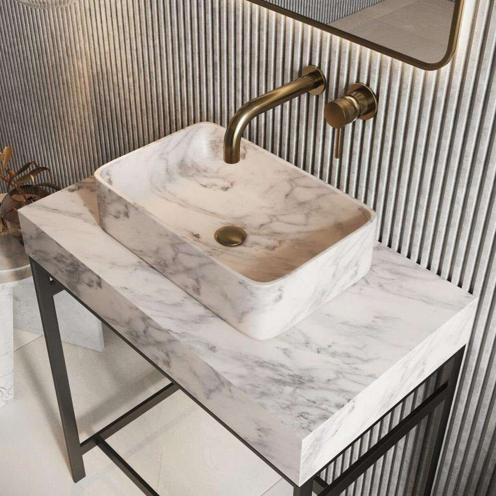 Scudo Sanctuary Venato White Rectangular 420mm Marble Basin