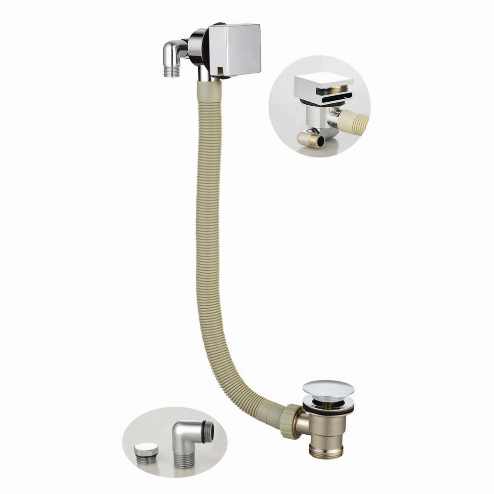 Scudo Square Bath Filler with Waste and Overflow in Chrome (1)