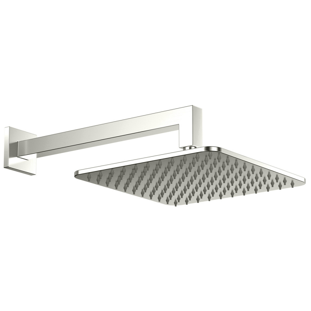 Scudo Square Shower Arm and Head in Brushed Nickel