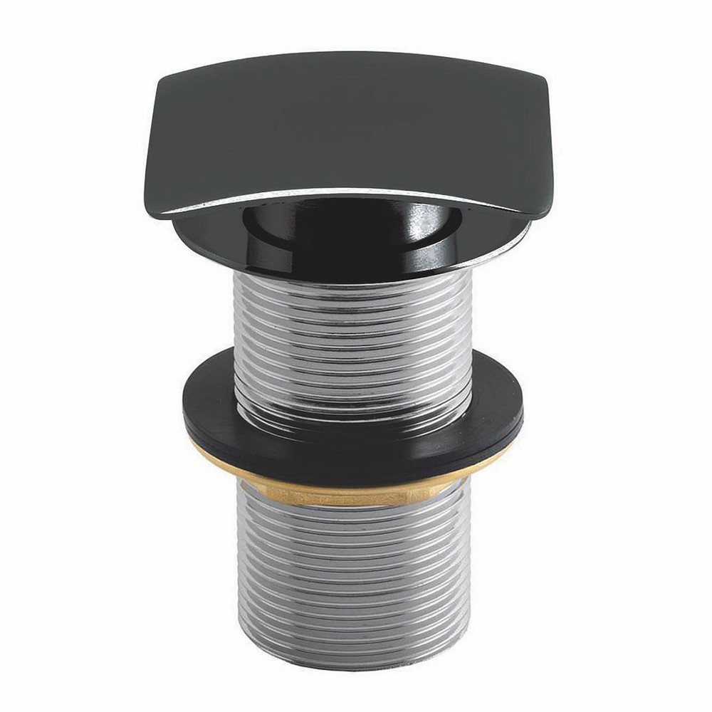 Scudo Squared Dome Unslotted Sprung Basin Waste in Matt Black