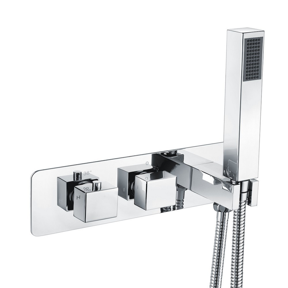 Scudo Squared Handle Two Outlet Concealed Shower Valve with Diverter in Chrome