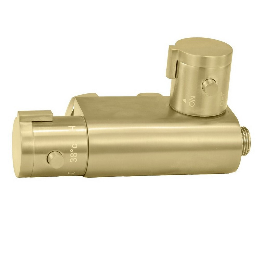 Scudo Thermostatic Douche Vertical Valve in Brushed Brass