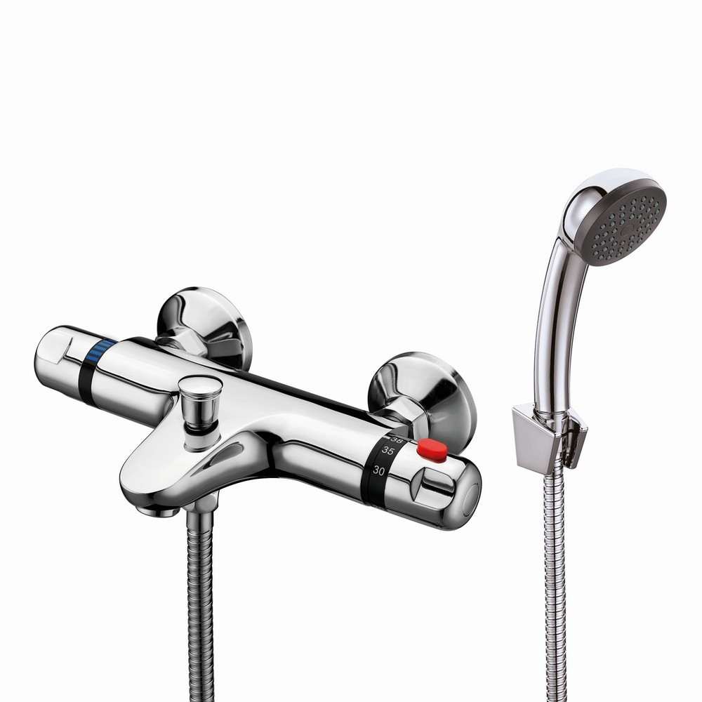 Scudo Tidy Thermostatic Bath Shower Mixer Wall or Deck Mounted in Chrome