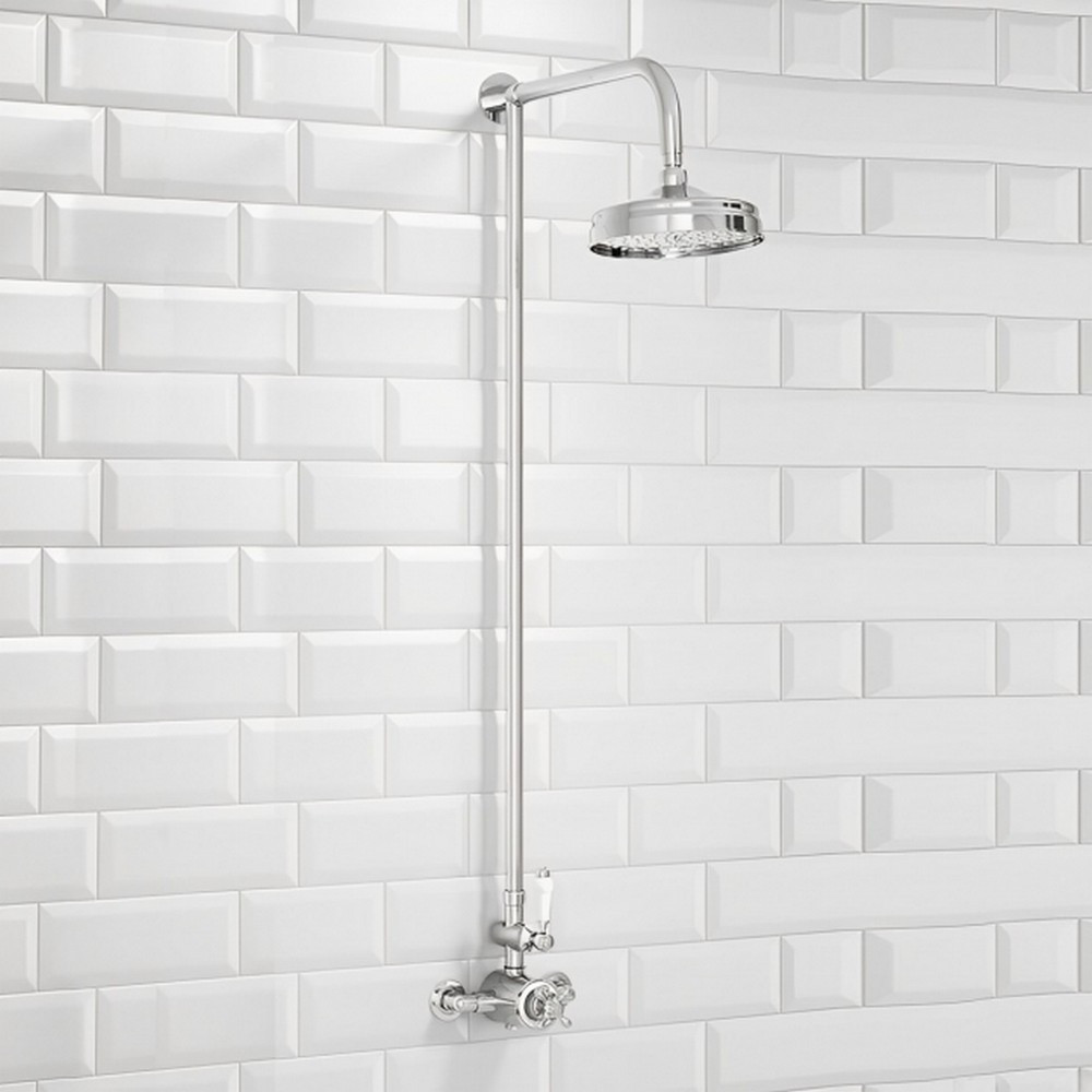 Scudo Traditional Chrome Rigid Riser Shower with Fixed Head (1)